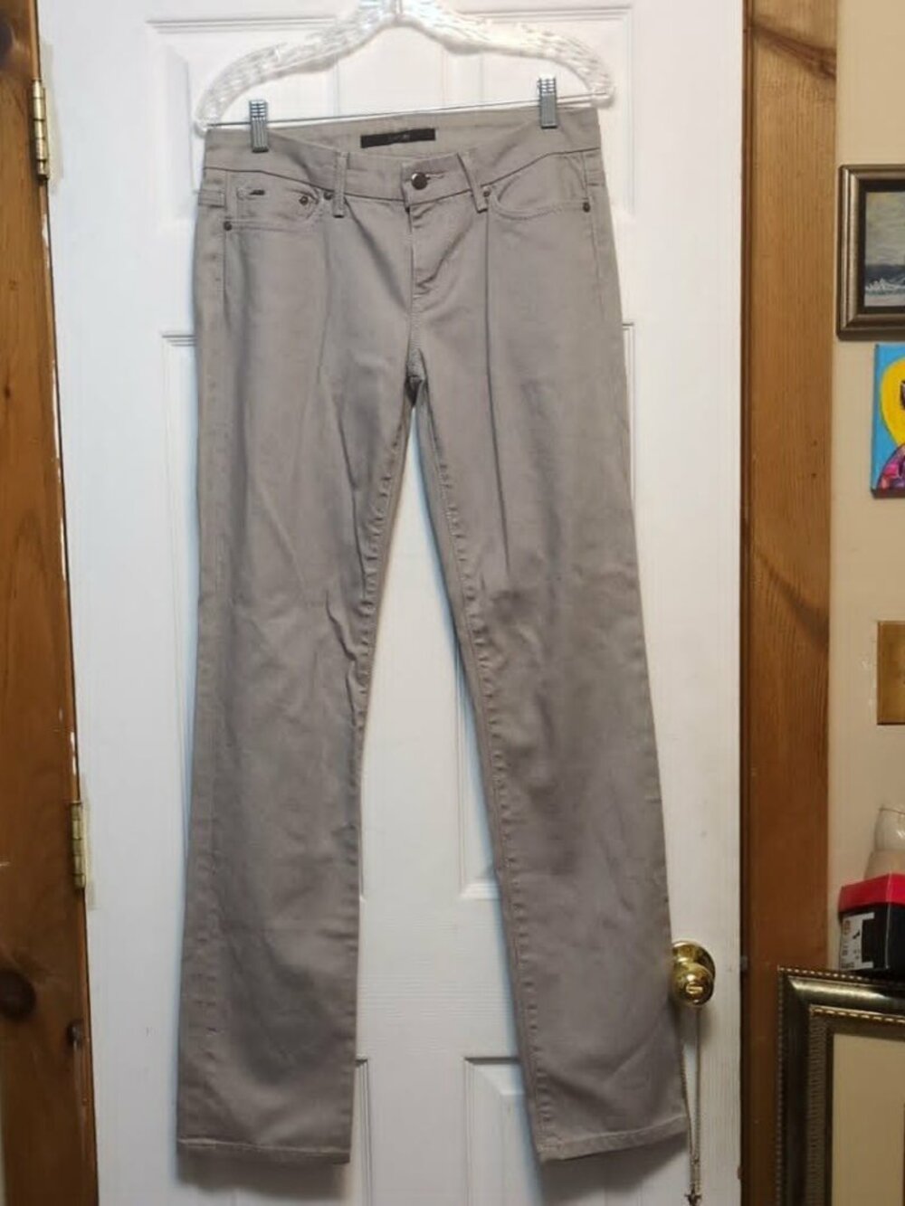 Joe's Jeans Taupe Gray Sz 29 X 34 Silver Threading The Cigarette Charlotte Premi